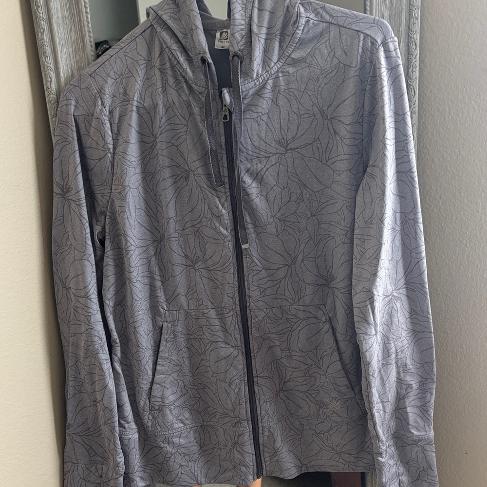Freeze Light Gray Floral Zip Hoodie Jacket - Women's